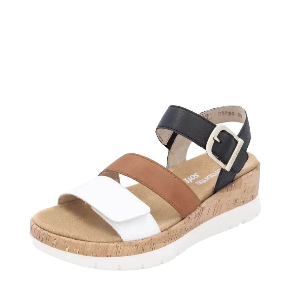 Remote Women's Gizela 50 Wedge Sandal in White/Tan/Black