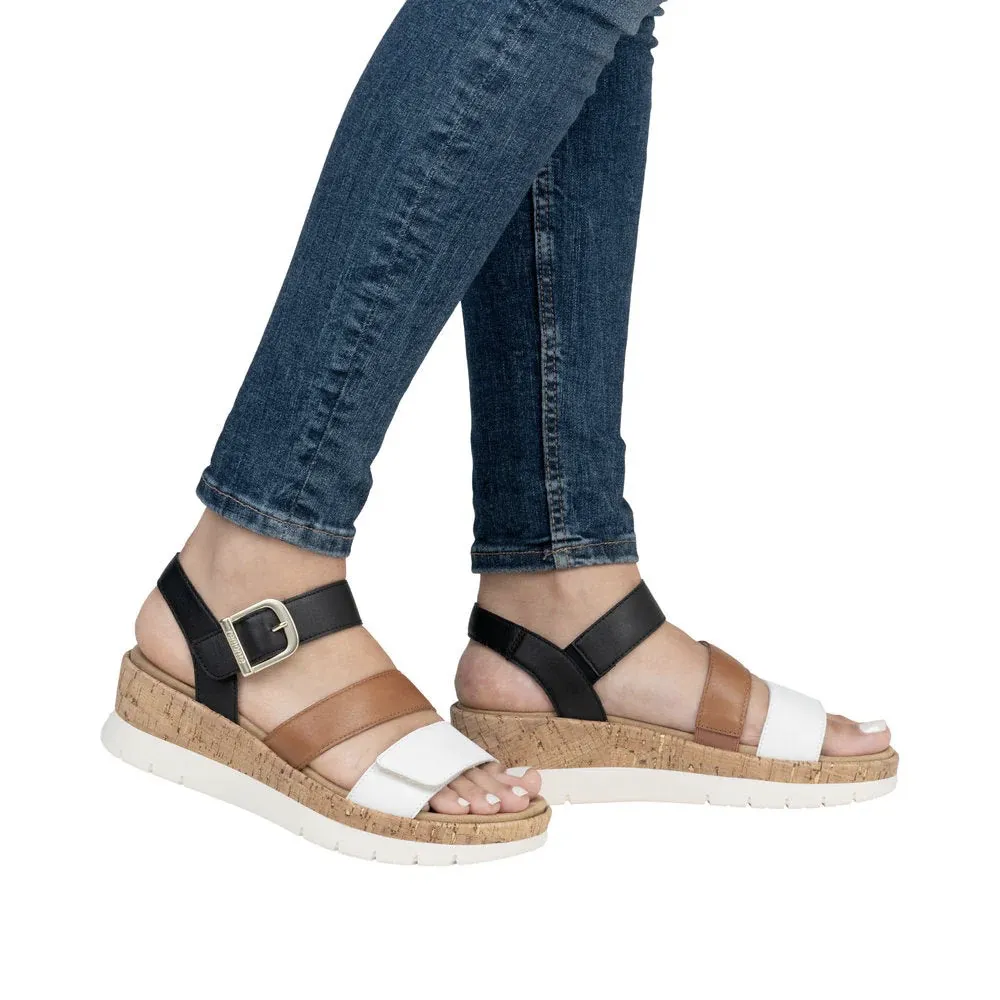 Remote Women's Gizela 50 Wedge Sandal in White/Tan/Black