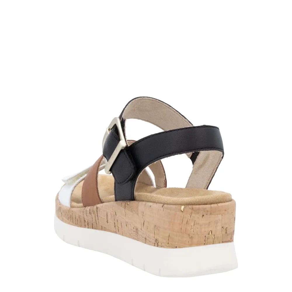 Remote Women's Gizela 50 Wedge Sandal in White/Tan/Black