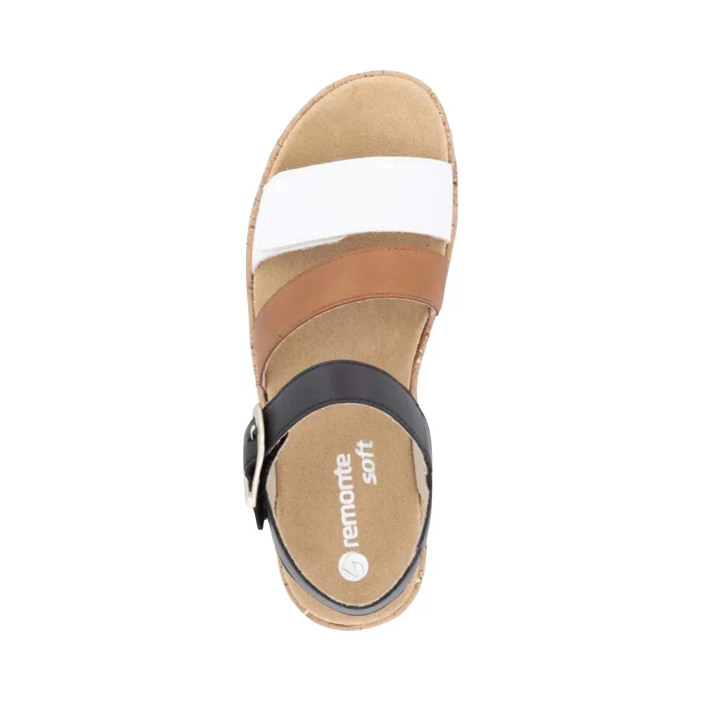 Remote Women's Gizela 50 Wedge Sandal in White/Tan/Black
