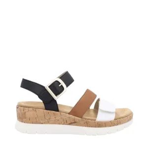 Remote Women's Gizela 50 Wedge Sandal in White/Tan/Black