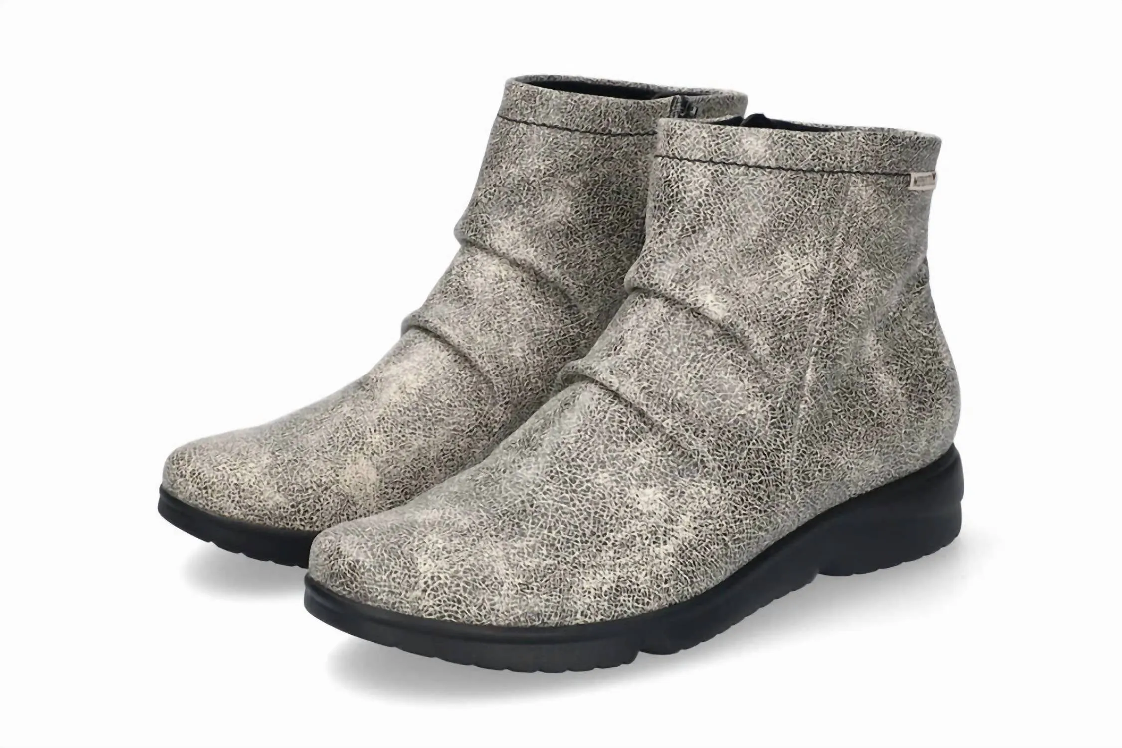 Rezia Women's Ruched Ankle Boots In Fog Mikado