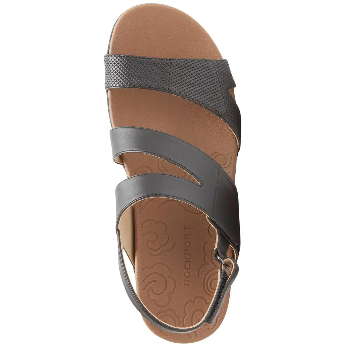 Ridge ASYM Velcro Womens Leather Embossed Flat Sandals