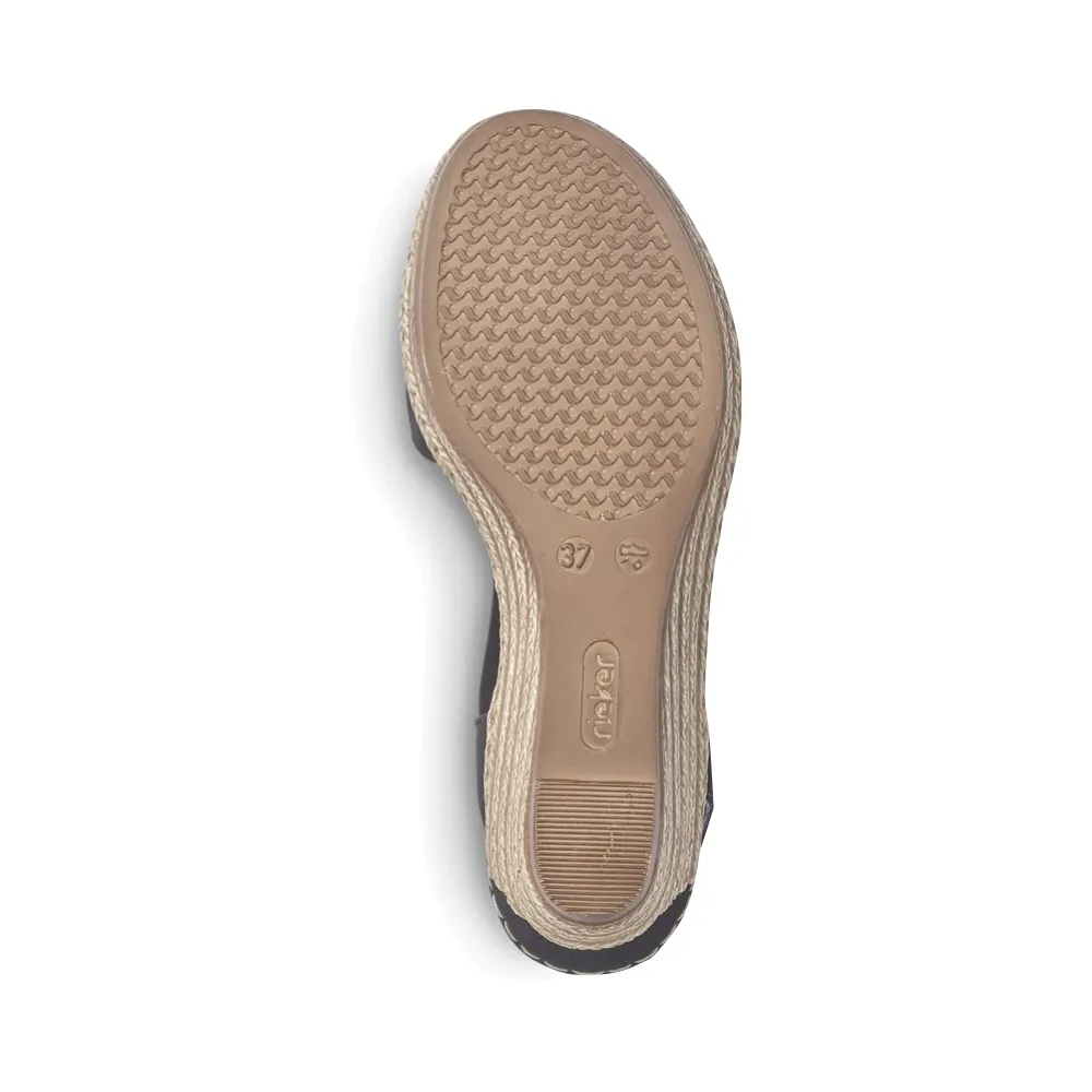 Rieker Women's Fanni H6 Wedge Sandal in Black
