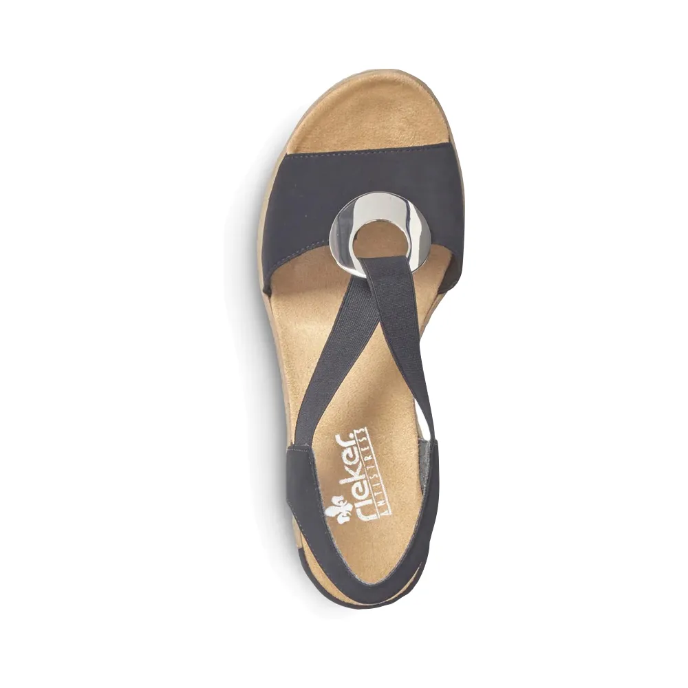 Rieker Women's Fanni H6 Wedge Sandal in Black