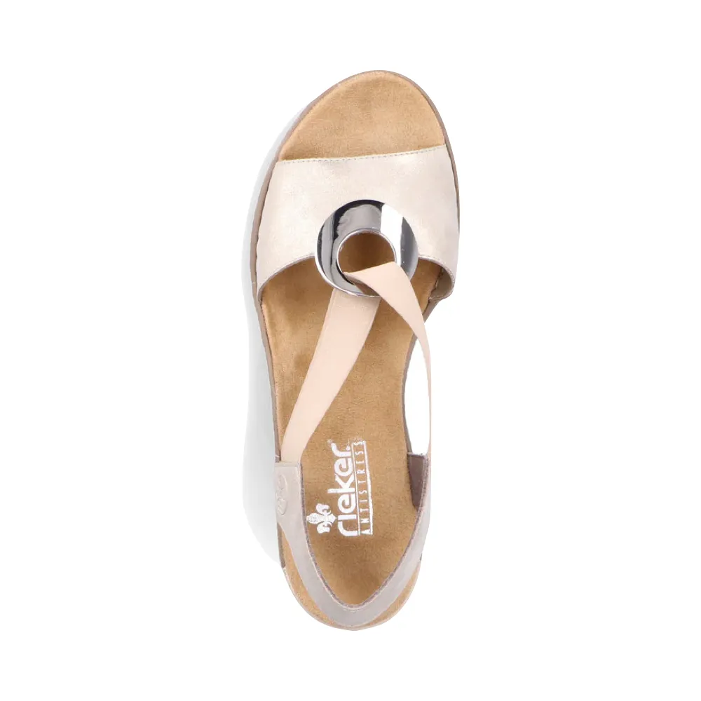 Rieker Women's Fanni H6 Wedge Sandal in Gold