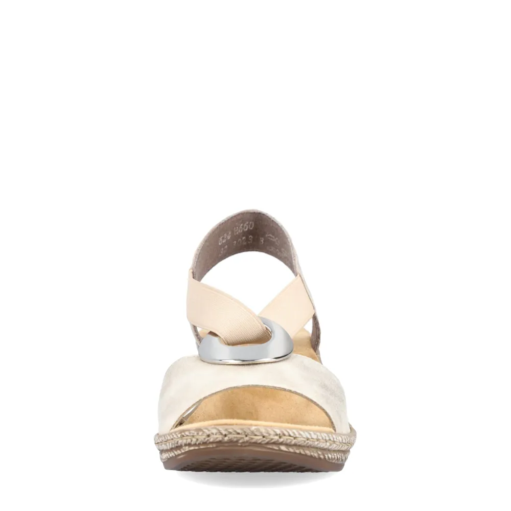 Rieker Women's Fanni H6 Wedge Sandal in Gold