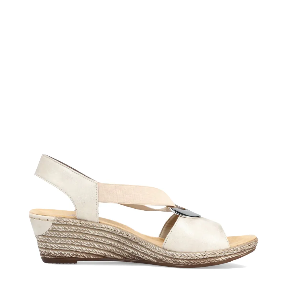 Rieker Women's Fanni H6 Wedge Sandal in Gold