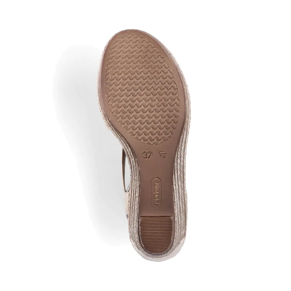 Rieker Women's Fanni H6 Wedge Sandal in Gold