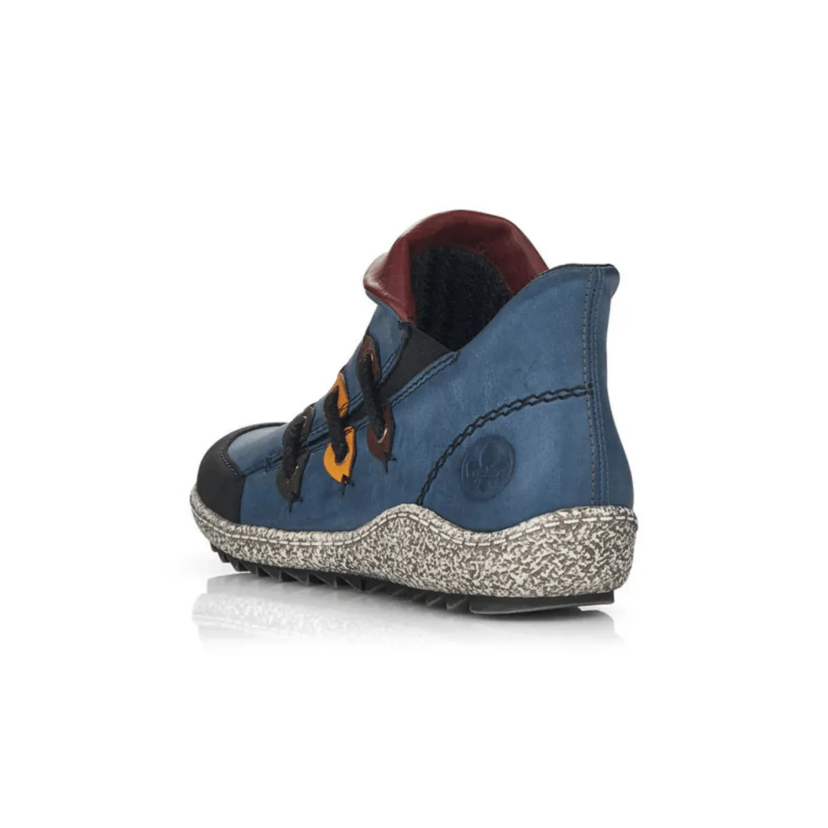 Rieker Women's Z7582-00 Black/Royal Blue/Forest Green Leather