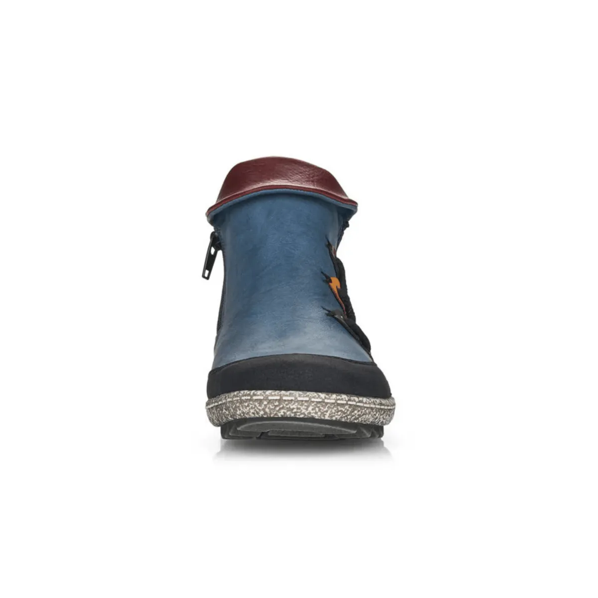 Rieker Women's Z7582-00 Black/Royal Blue/Forest Green Leather