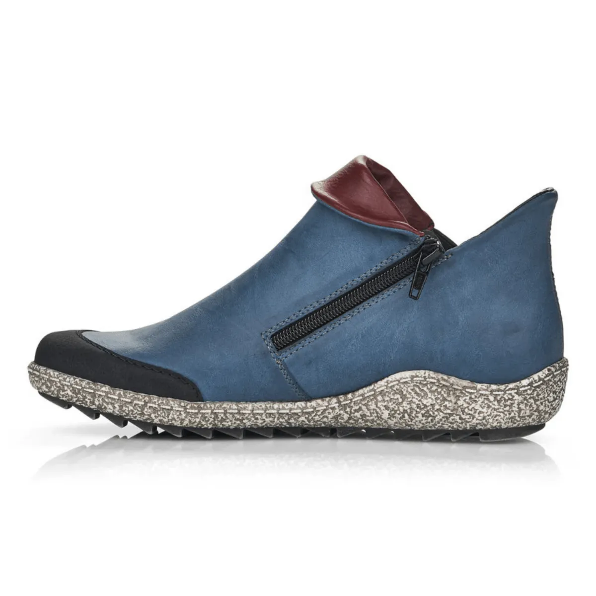 Rieker Women's Z7582-00 Black/Royal Blue/Forest Green Leather