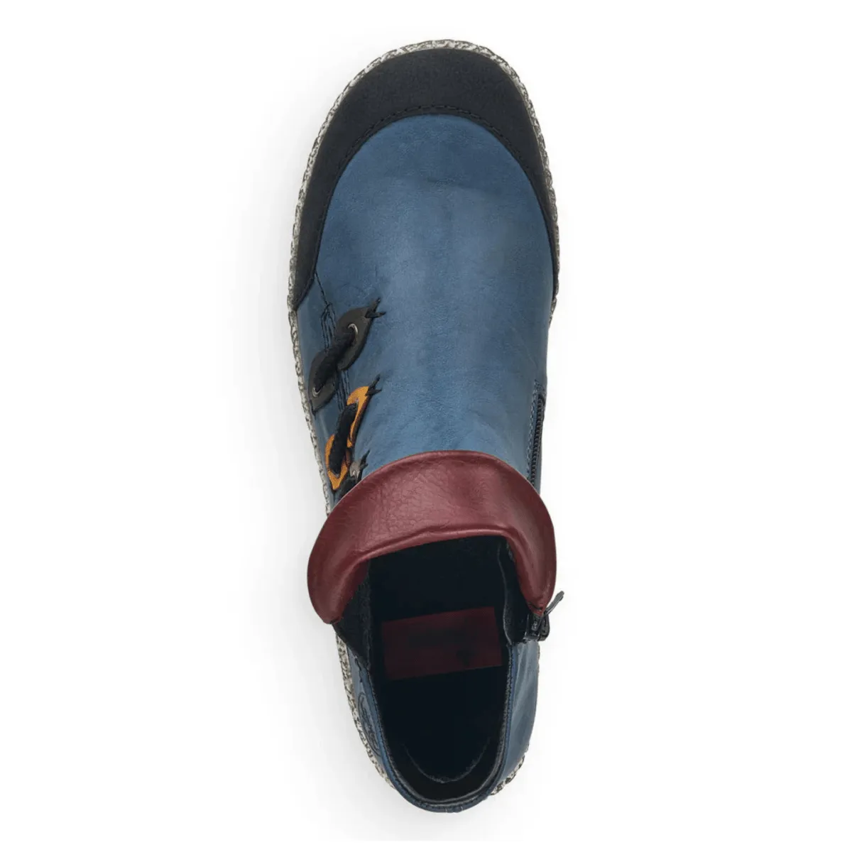 Rieker Women's Z7582-00 Black/Royal Blue/Forest Green Leather