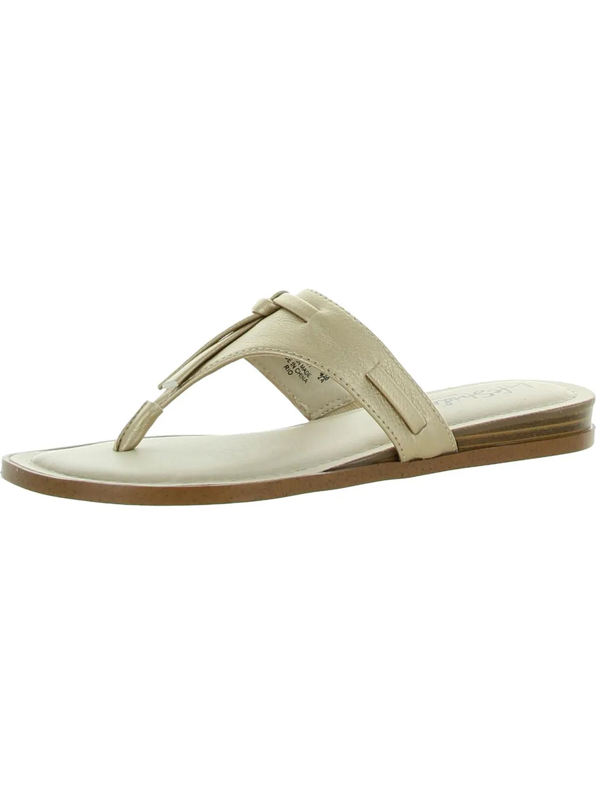 Rio Womens Faux Leather Pebbled Flip-Flops