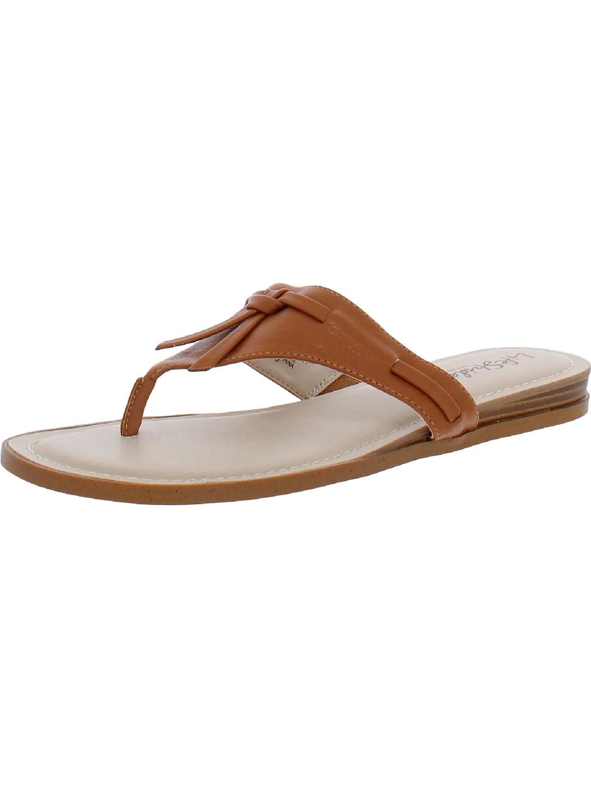 Rio Womens Faux Leather Pebbled Flip-Flops