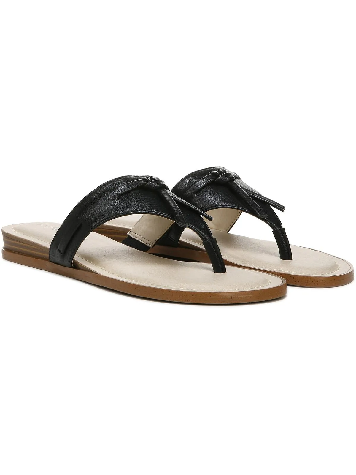 Rio Womens Faux Leather Pebbled Flip-Flops