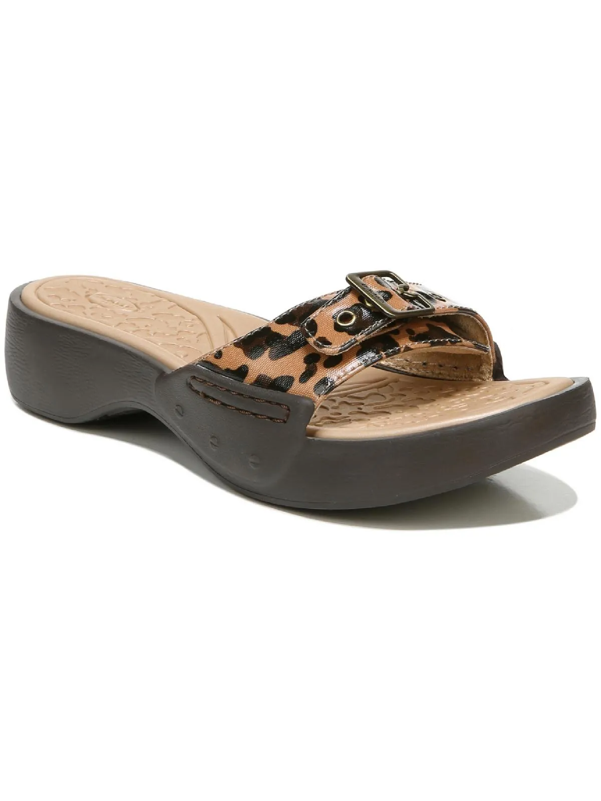 Rock On Womens Slip On Buckle Slide Sandals
