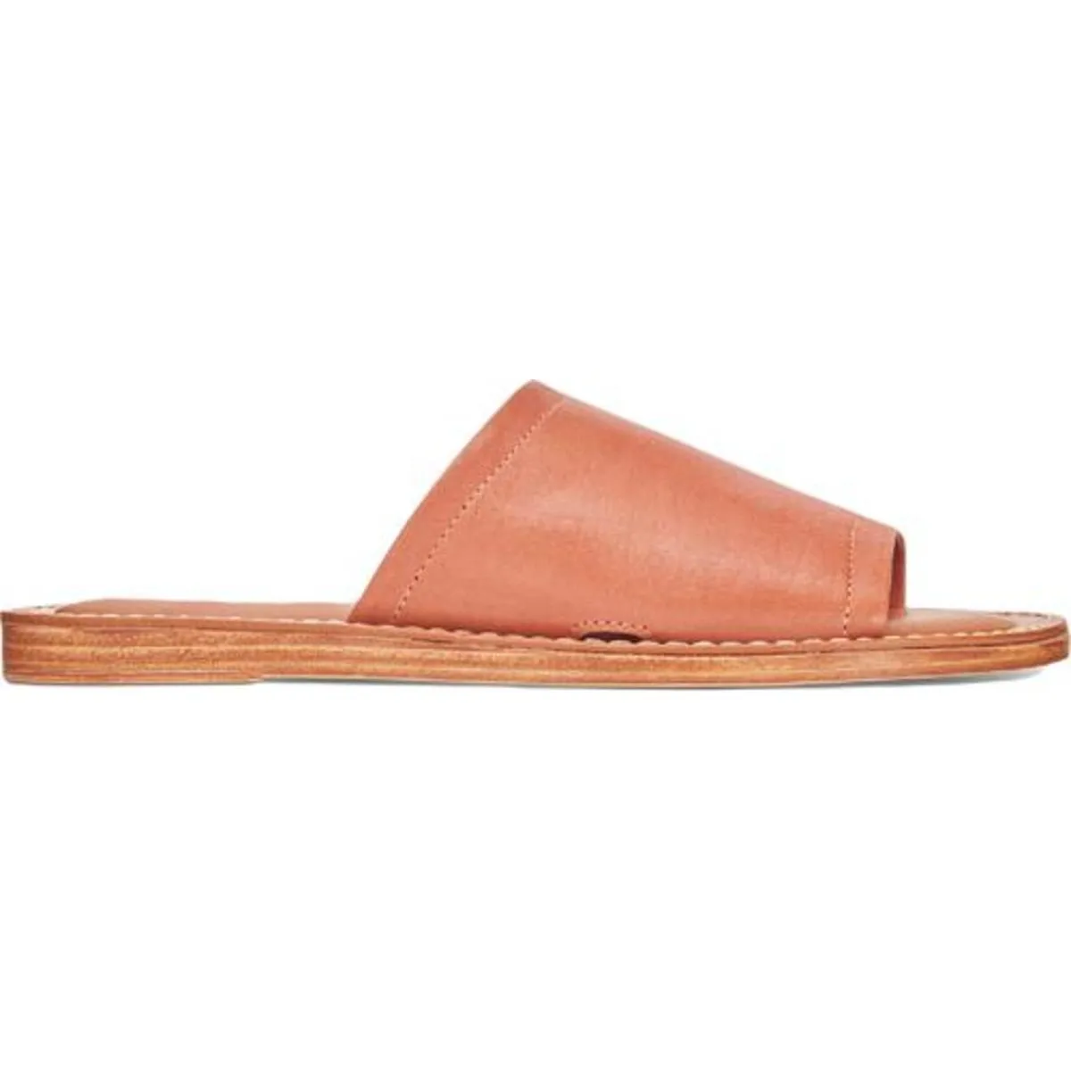 Ros-Italy Womens Leather Flat Slide Sandals
