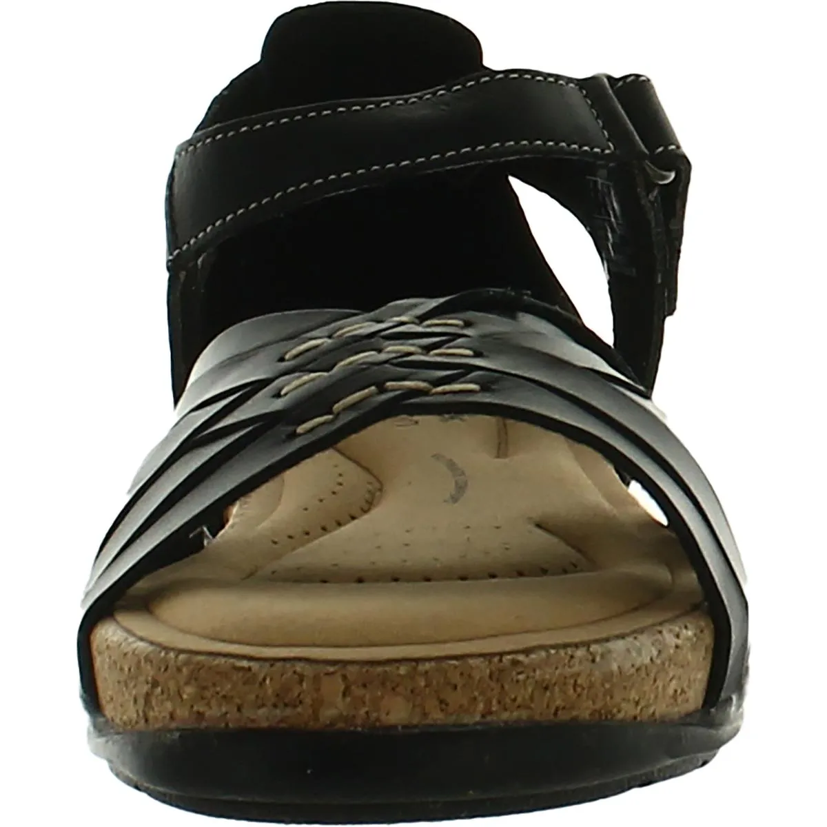 Roseville Cove Womens Leather Comfort Wedge Sandals