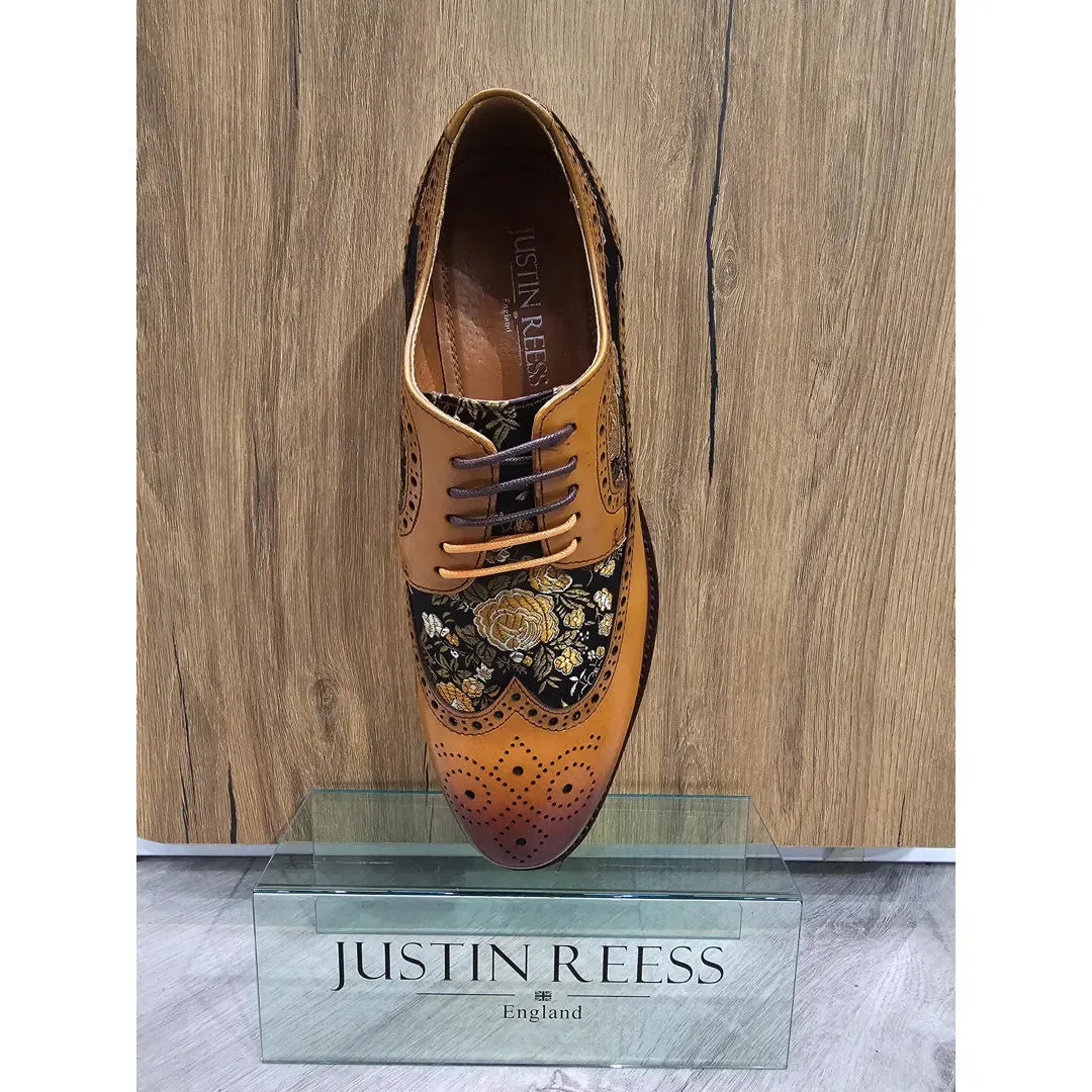 Ross Floral Print Leather Brogue Shoes