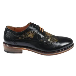 Ross Floral Print Leather Brogue Shoes