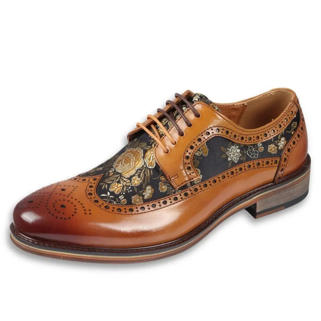 Ross Floral Print Leather Brogue Shoes