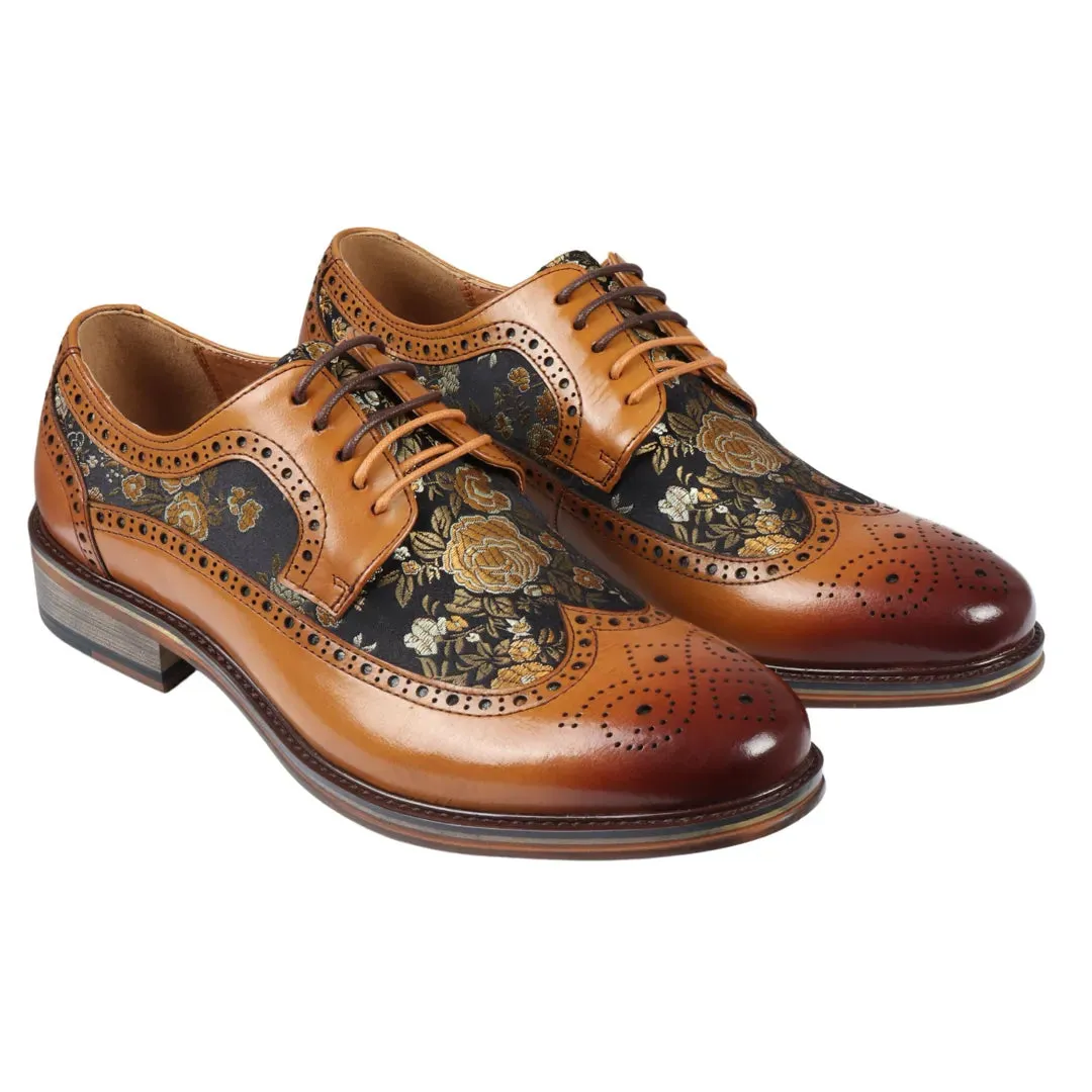 Ross Floral Print Leather Brogue Shoes