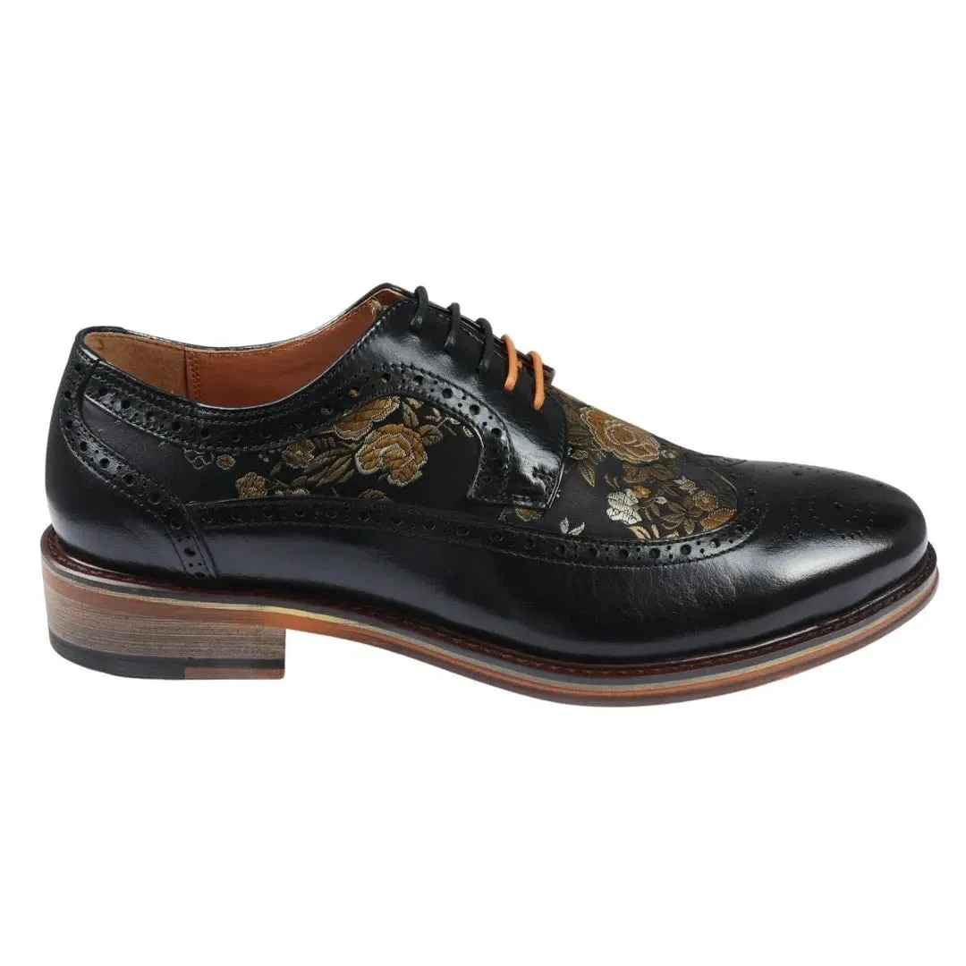 Ross Floral Print Leather Brogue Shoes