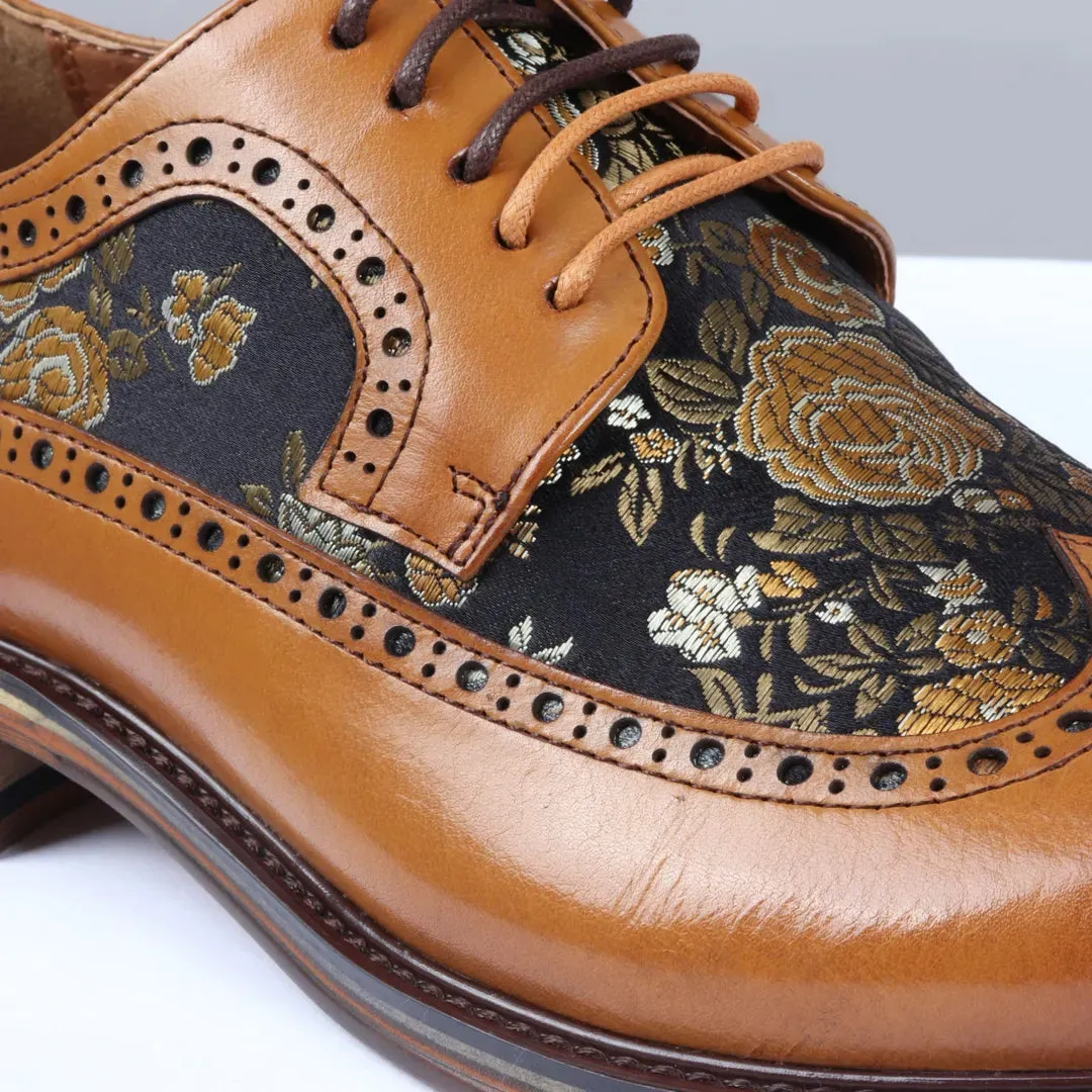 Ross Floral Print Leather Brogue Shoes