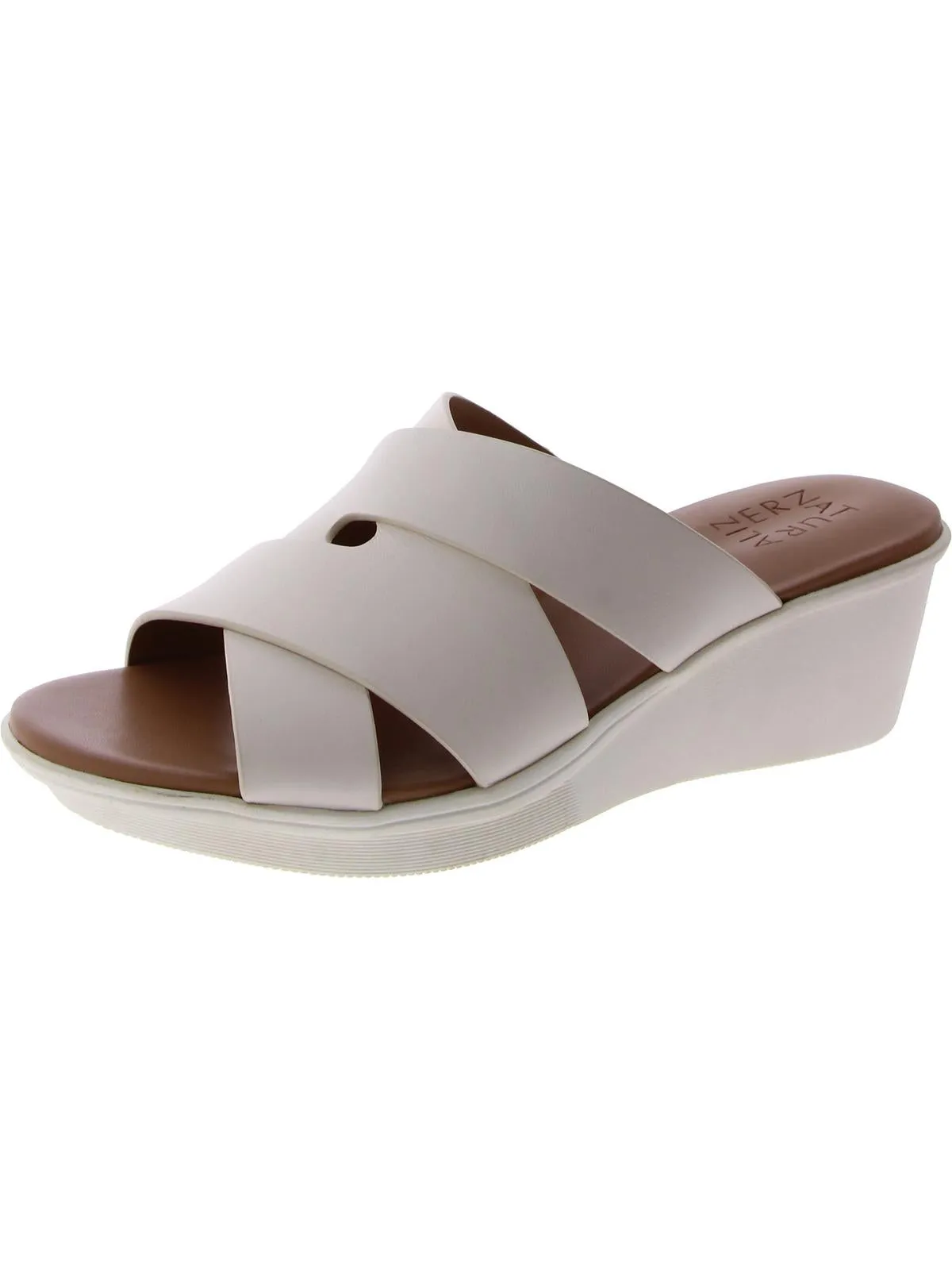 Rowena Womens Leather Slip On Wedge Sandals