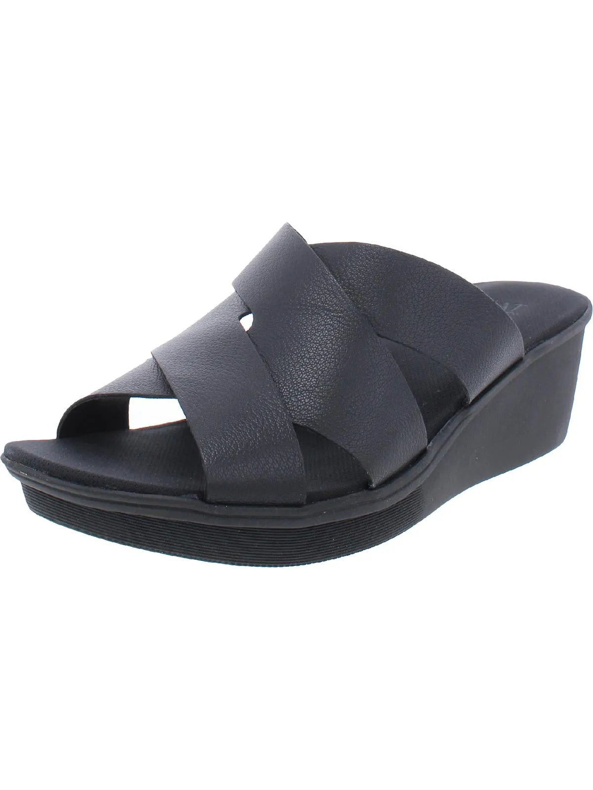 Rowena Womens Leather Slip On Wedge Sandals