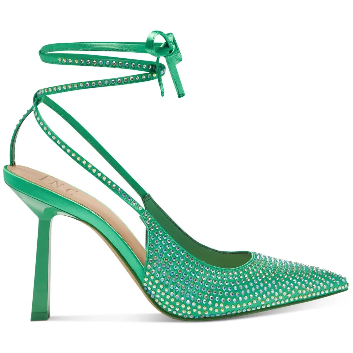 Sandaze Womens Rhinestone Pointed Toe Slingback Heels