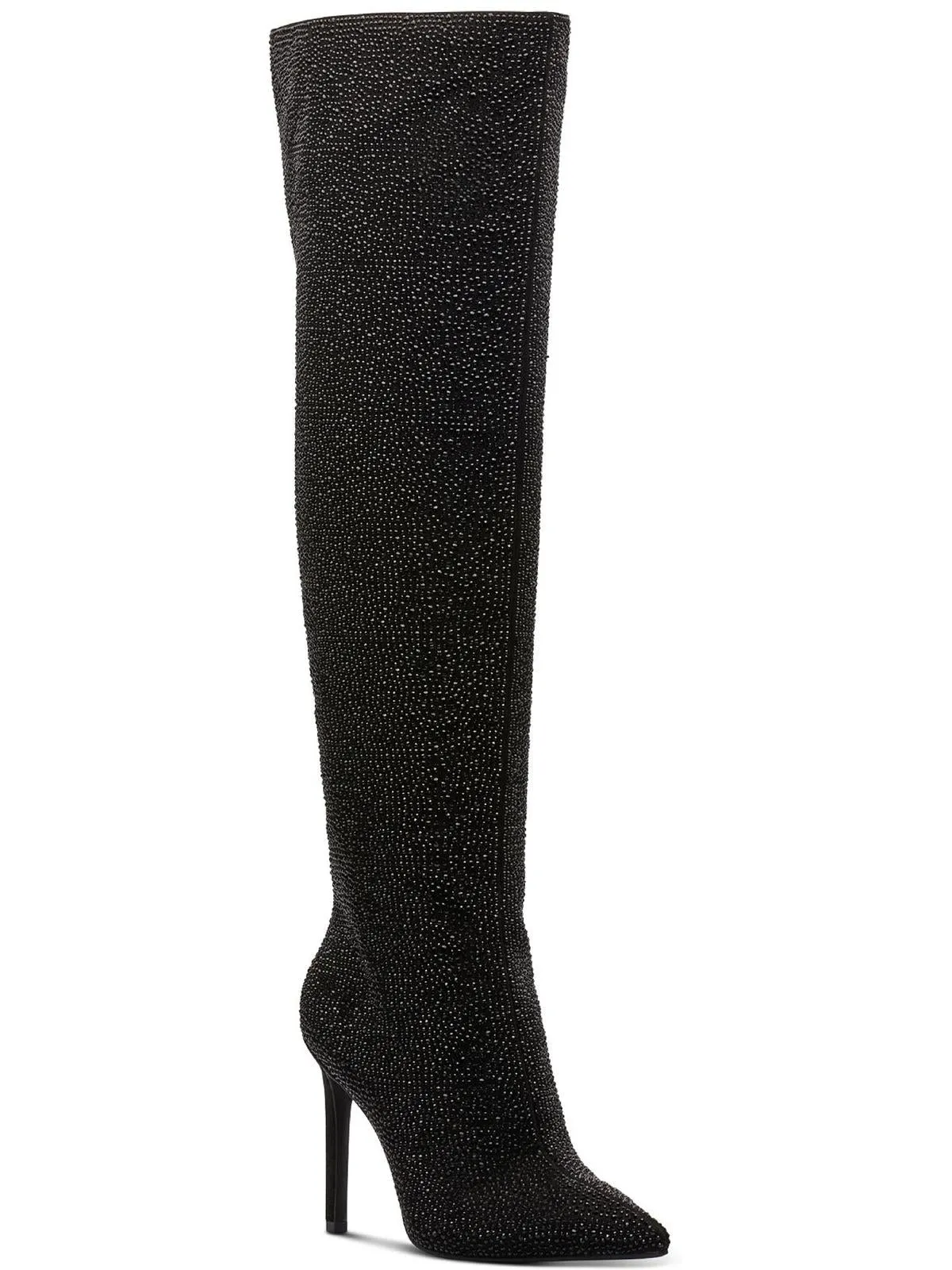 Saveria Womens Rhinestone Tall Over-The-Knee Boots