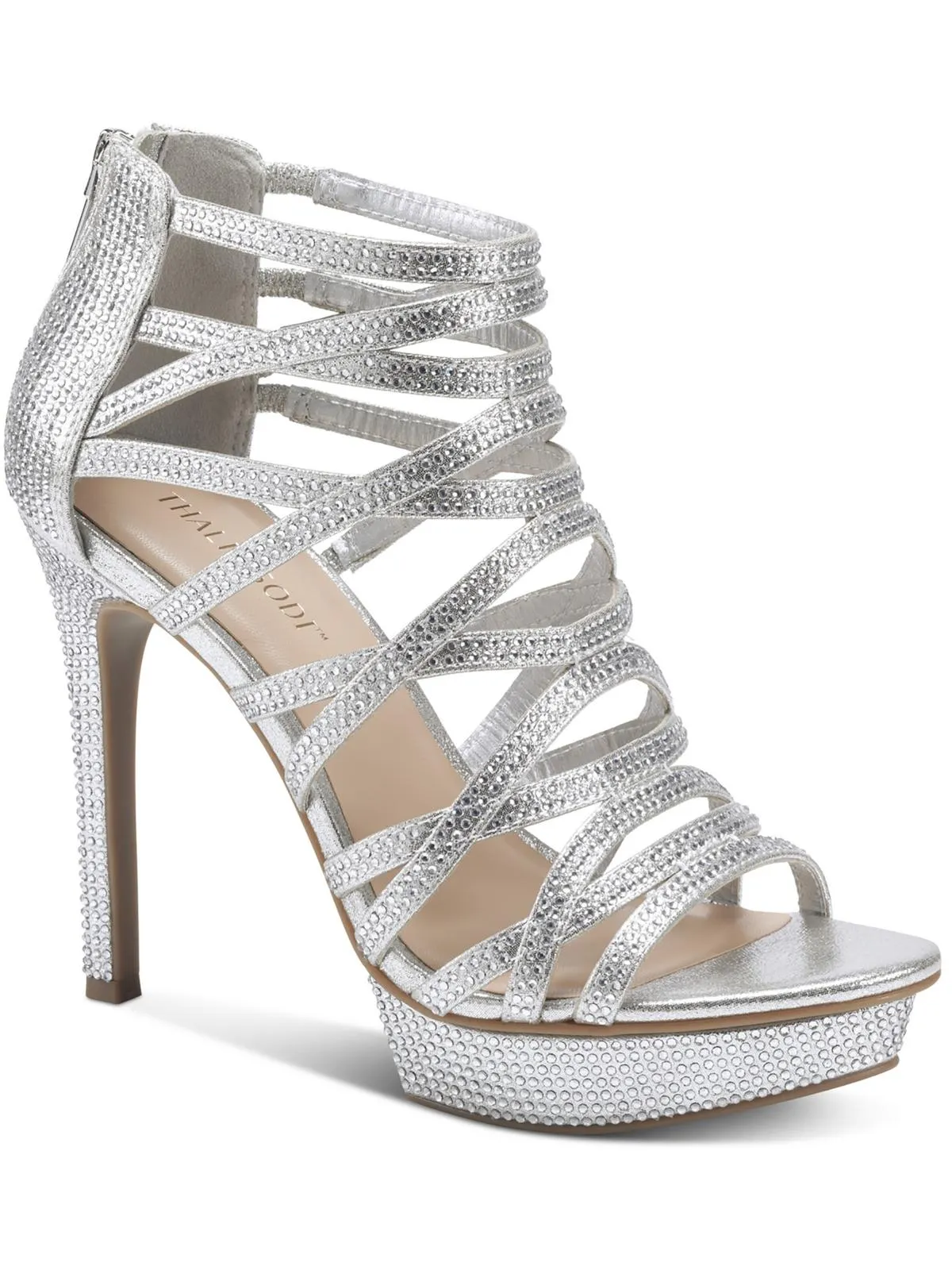 Silvia Womens Rhinestone Caged Platform Sandals