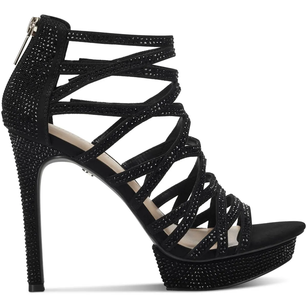 Silvia Womens Rhinestone Caged Platform Sandals