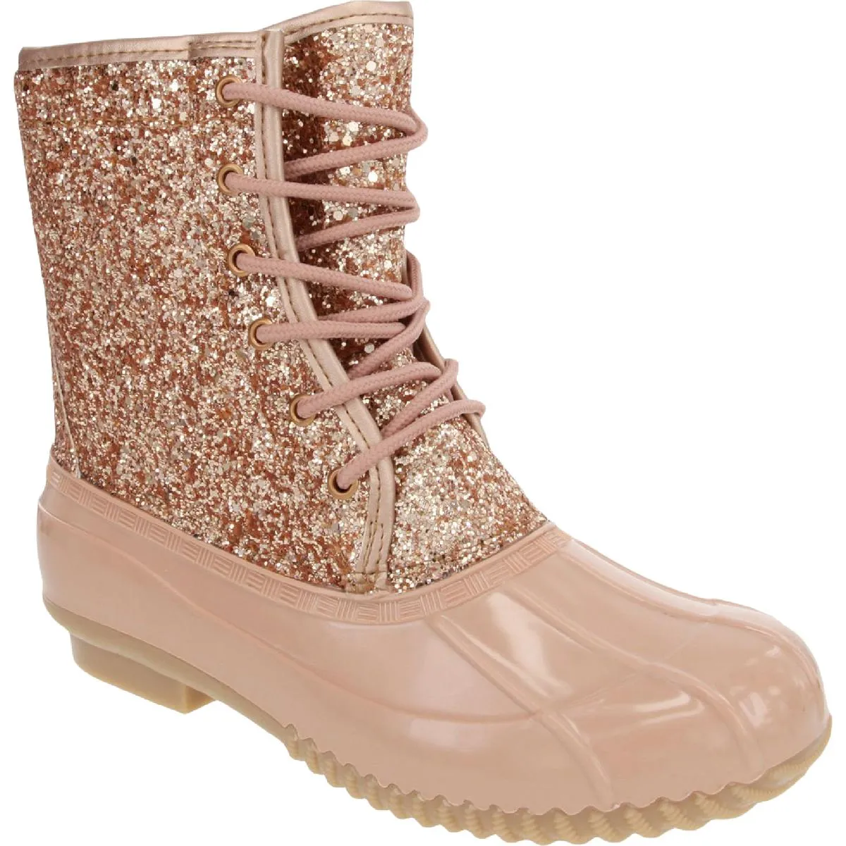 Skipper Womens Glitter Fleece-Lined Combat & Lace-up Boots