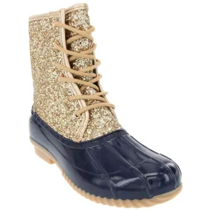 Skipper Womens Glitter Fleece-Lined Combat & Lace-up Boots