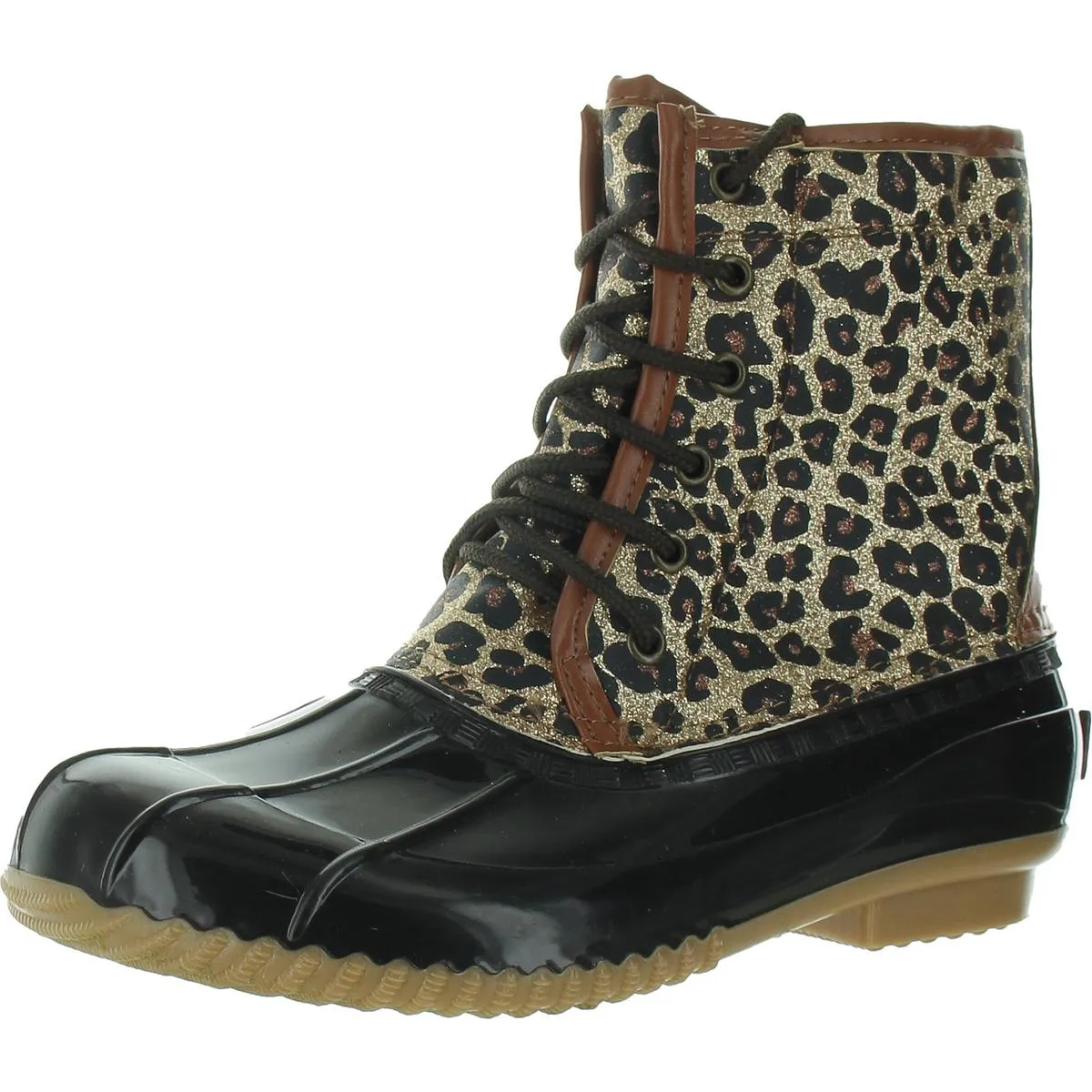 Skipper Womens Glitter Fleece-Lined Combat & Lace-up Boots