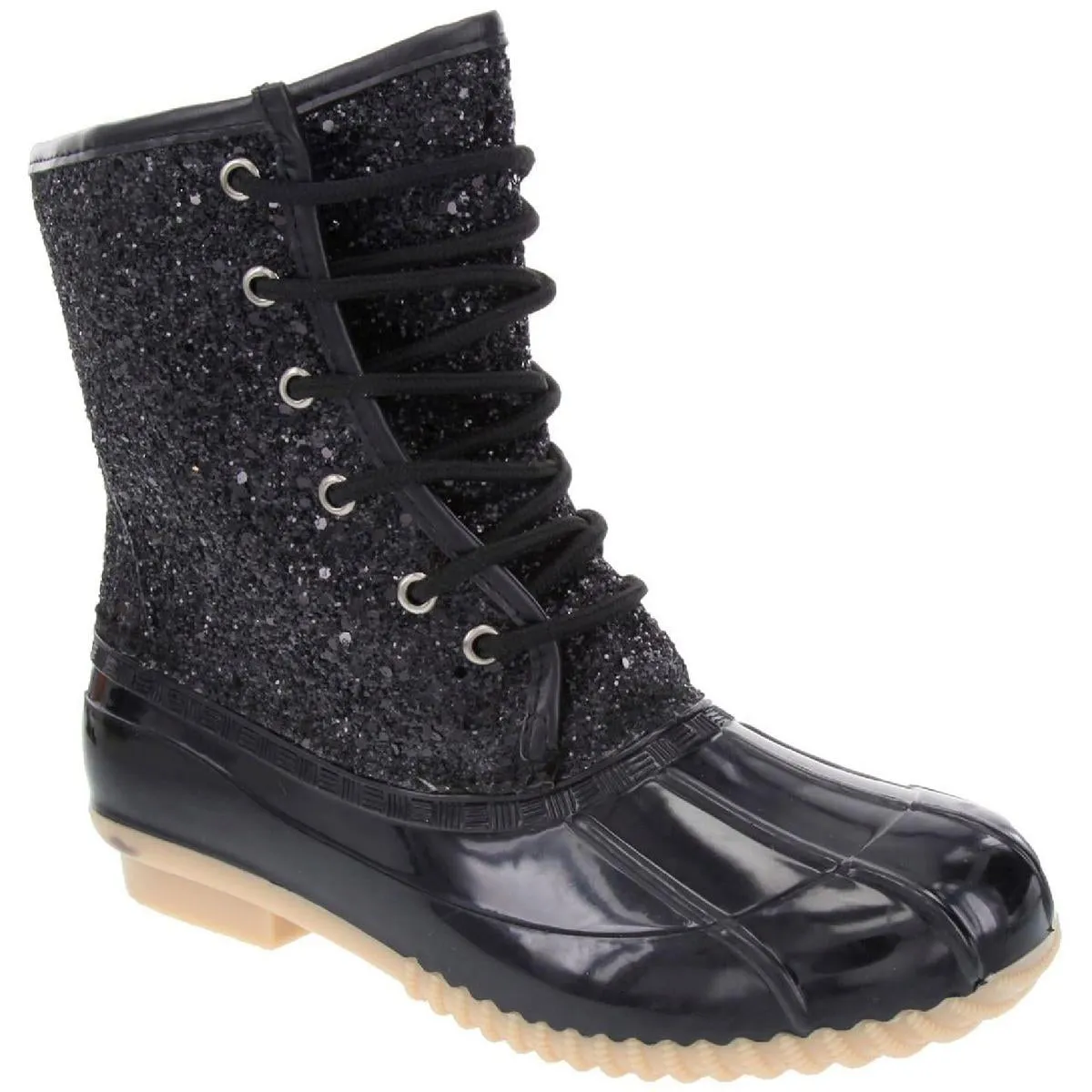 Skipper Womens Glitter Fleece-Lined Combat & Lace-up Boots