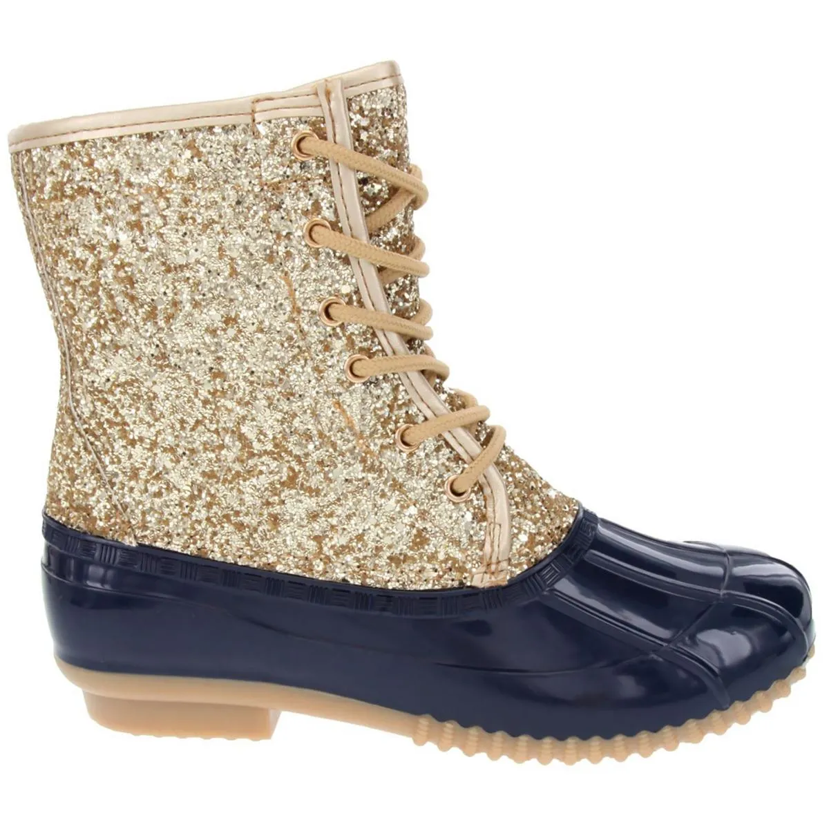 Skipper Womens Glitter Fleece-Lined Combat & Lace-up Boots