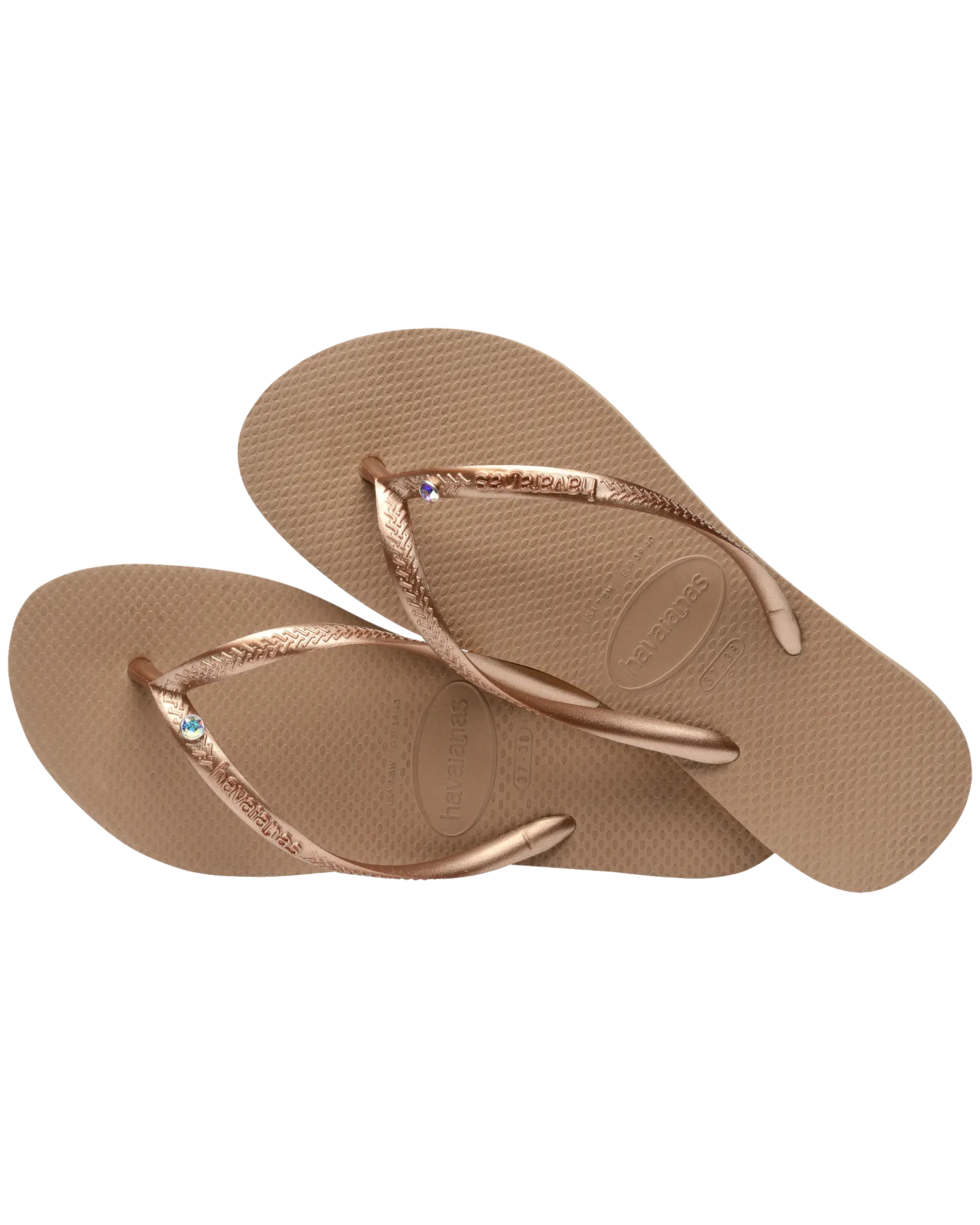 Slim Crystal SW II Flip Flops in Rose Gold