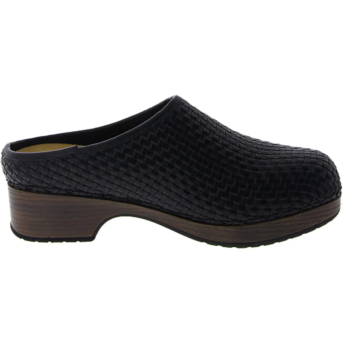 Soleia Womens Faux Leather Woven Clogs