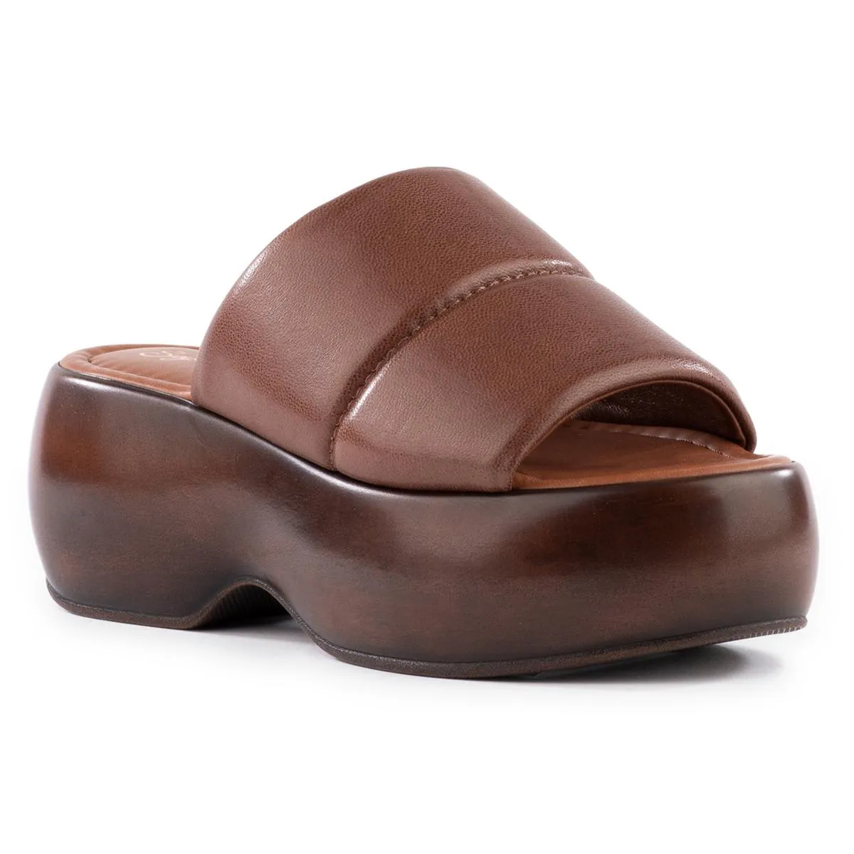 Sorry 'Bout It Womens Leather Peep-Toe Platform Sandals