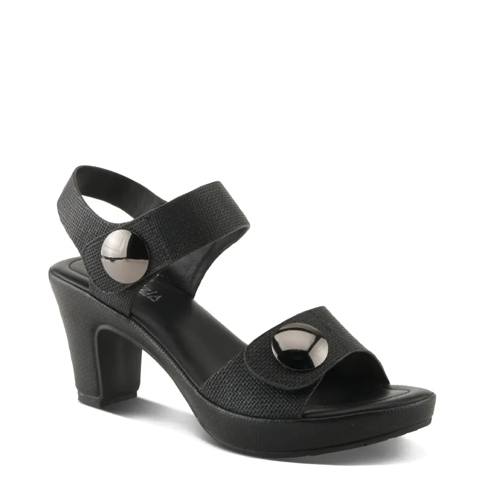 Spring Step Women's Dade Woven Heeled Sandal in Black