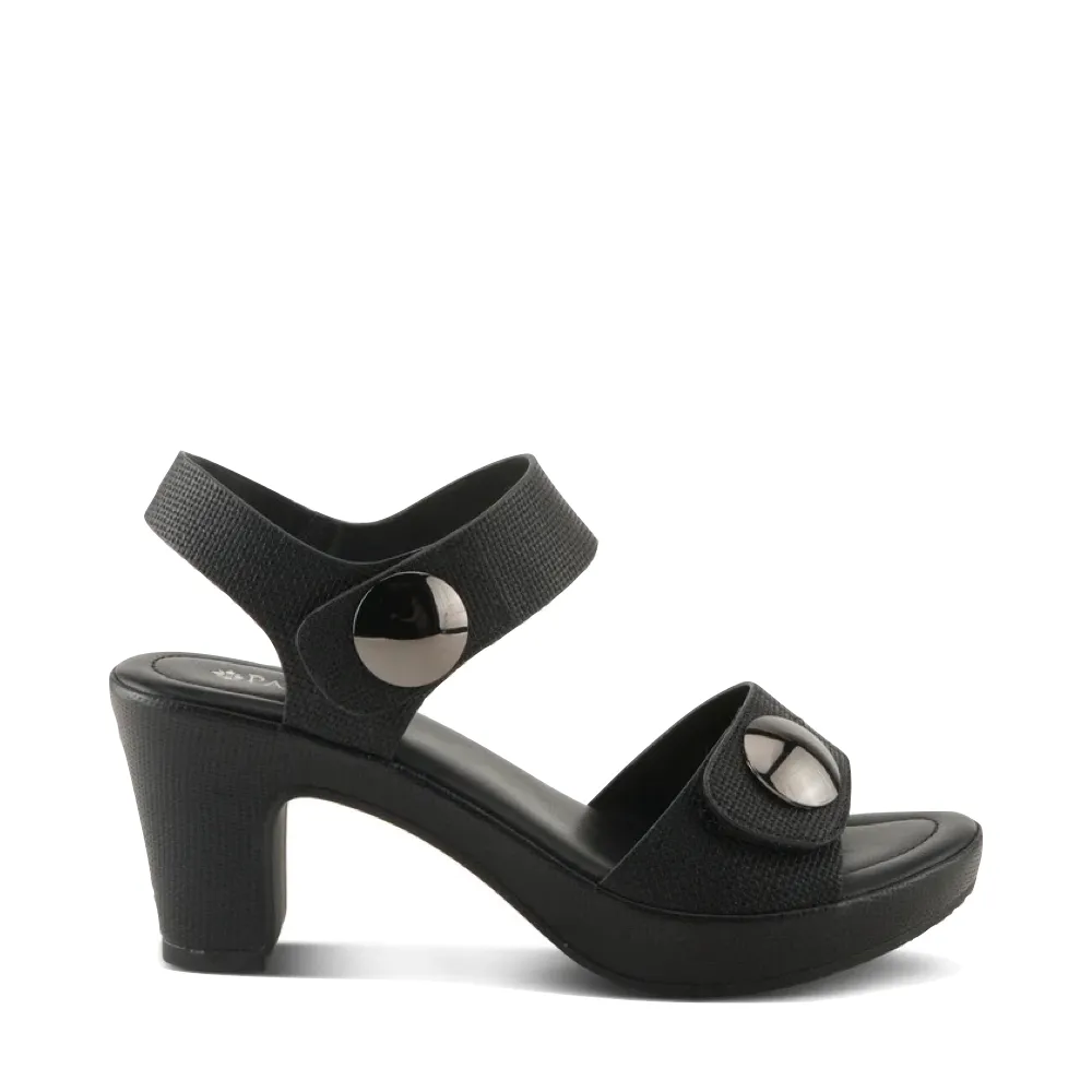Spring Step Women's Dade Woven Heeled Sandal in Black