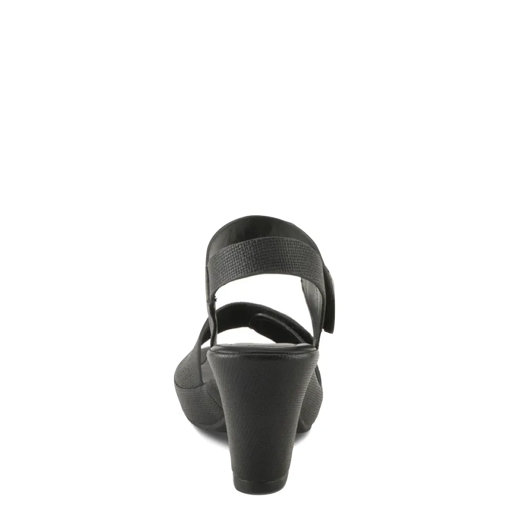 Spring Step Women's Dade Woven Heeled Sandal in Black