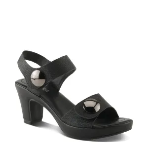Spring Step Women's Dade Woven Heeled Sandal in Black