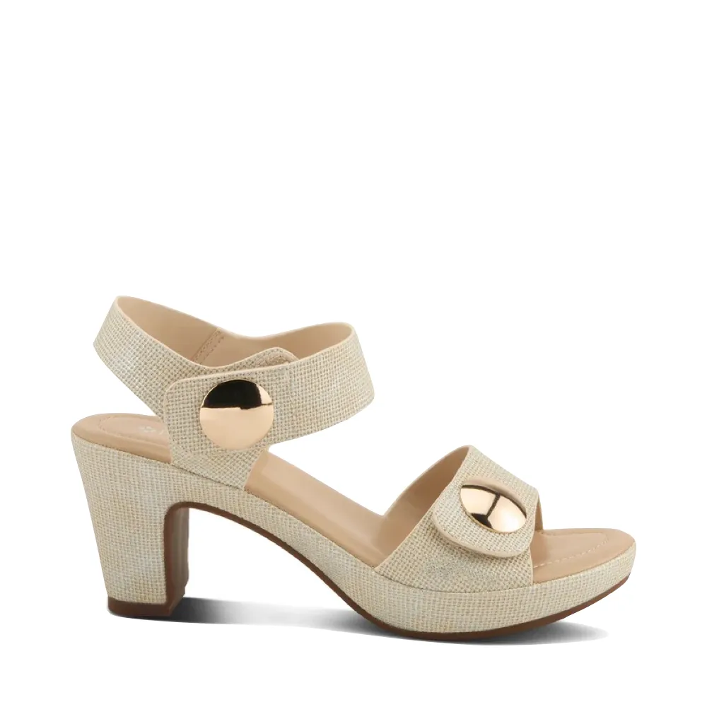 Spring Step Women's Dade Woven Heeled Sandal in Bone