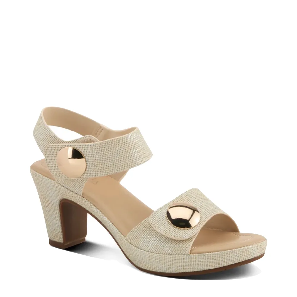 Spring Step Women's Dade Woven Heeled Sandal in Bone