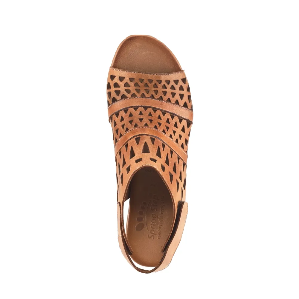 Spring Step Women's Dorotha Heeled Sandal in Brown